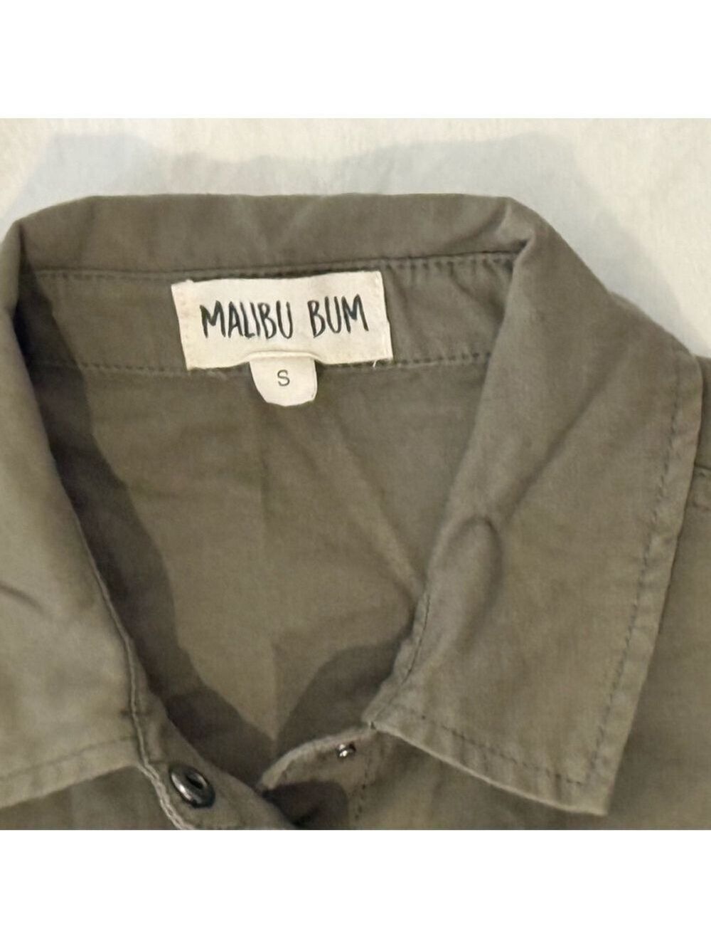 Malibu Bum Army Green Shacket Button-Up Utility Layering Top Small - Picture 15 of 15
